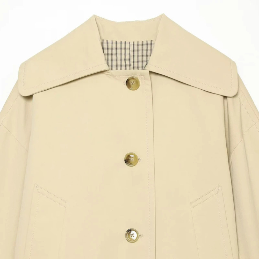 ZARA British Style Notch Lapel Single Breasted Loose Trench Coat